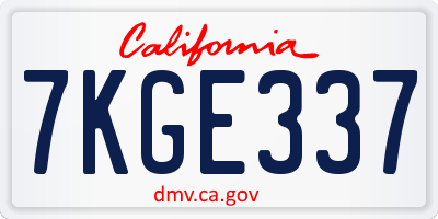 CA license plate 7KGE337