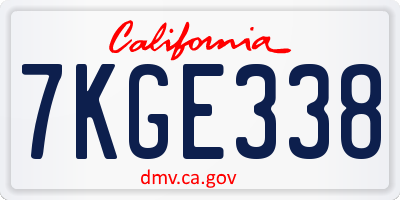 CA license plate 7KGE338