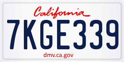 CA license plate 7KGE339