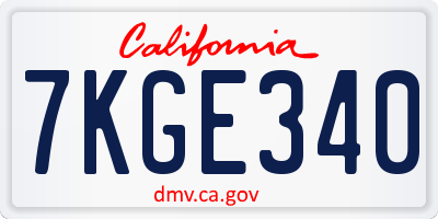 CA license plate 7KGE340