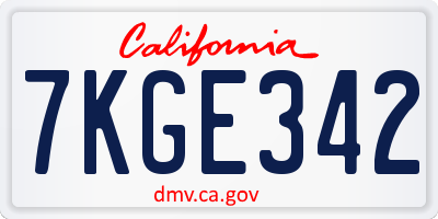 CA license plate 7KGE342