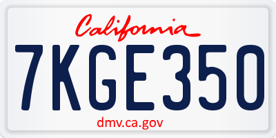 CA license plate 7KGE350