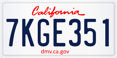 CA license plate 7KGE351
