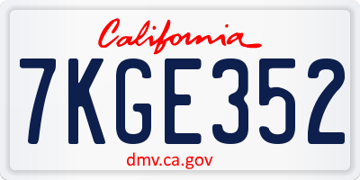 CA license plate 7KGE352