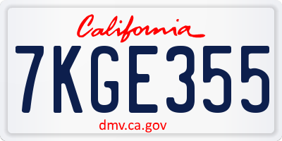 CA license plate 7KGE355