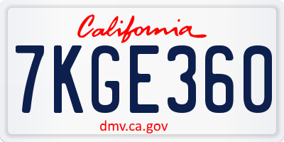 CA license plate 7KGE360