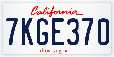 CA license plate 7KGE370