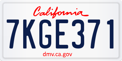 CA license plate 7KGE371
