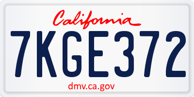 CA license plate 7KGE372