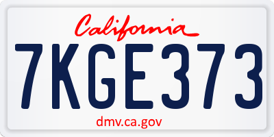 CA license plate 7KGE373