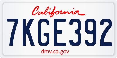 CA license plate 7KGE392