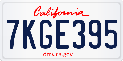 CA license plate 7KGE395