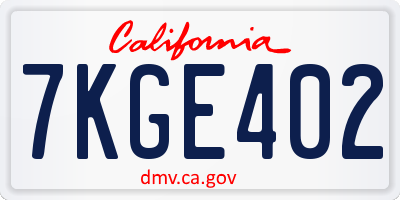 CA license plate 7KGE402
