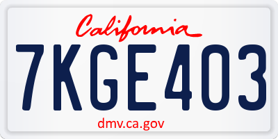 CA license plate 7KGE403