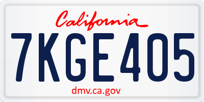 CA license plate 7KGE405