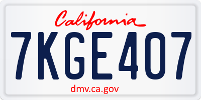 CA license plate 7KGE407
