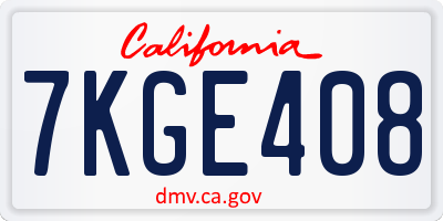 CA license plate 7KGE408