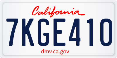 CA license plate 7KGE410