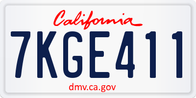 CA license plate 7KGE411
