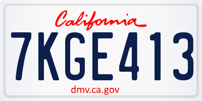 CA license plate 7KGE413
