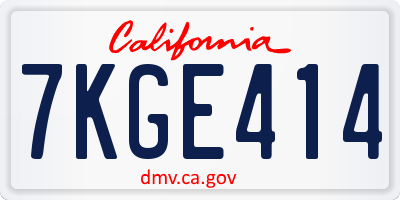 CA license plate 7KGE414