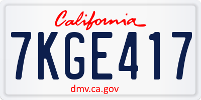 CA license plate 7KGE417