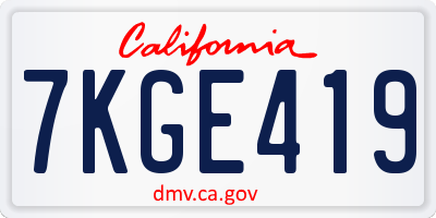 CA license plate 7KGE419