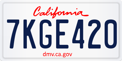 CA license plate 7KGE420
