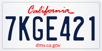 CA license plate 7KGE421