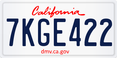 CA license plate 7KGE422