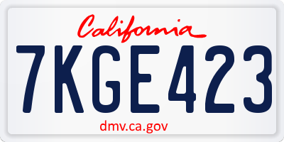 CA license plate 7KGE423