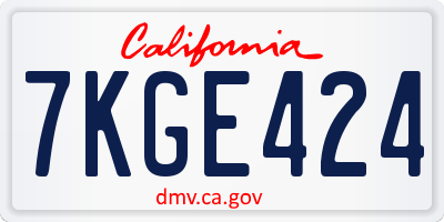 CA license plate 7KGE424