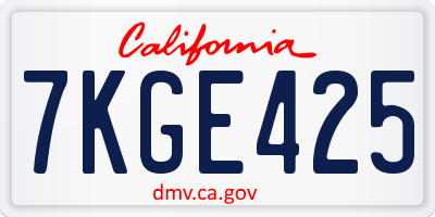 CA license plate 7KGE425