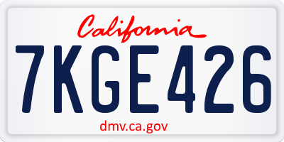CA license plate 7KGE426