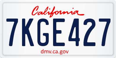 CA license plate 7KGE427