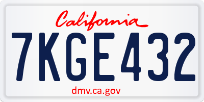 CA license plate 7KGE432