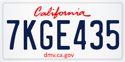 CA license plate 7KGE435