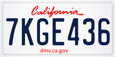 CA license plate 7KGE436