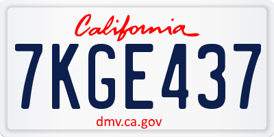 CA license plate 7KGE437