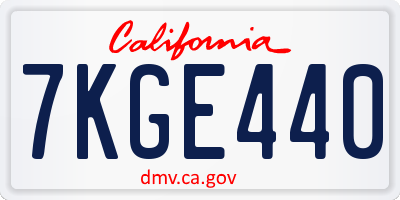 CA license plate 7KGE440