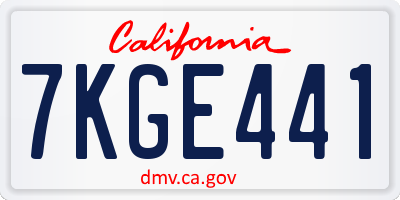 CA license plate 7KGE441