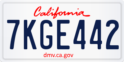 CA license plate 7KGE442