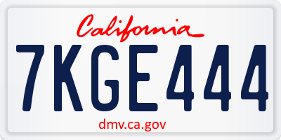 CA license plate 7KGE444