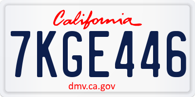 CA license plate 7KGE446