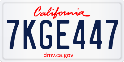CA license plate 7KGE447
