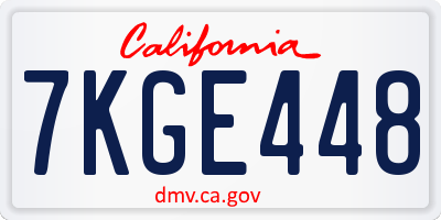 CA license plate 7KGE448