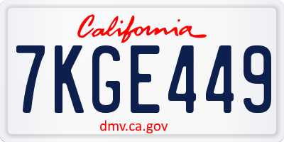 CA license plate 7KGE449