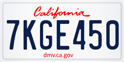 CA license plate 7KGE450