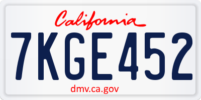 CA license plate 7KGE452
