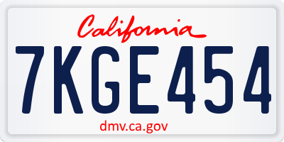 CA license plate 7KGE454